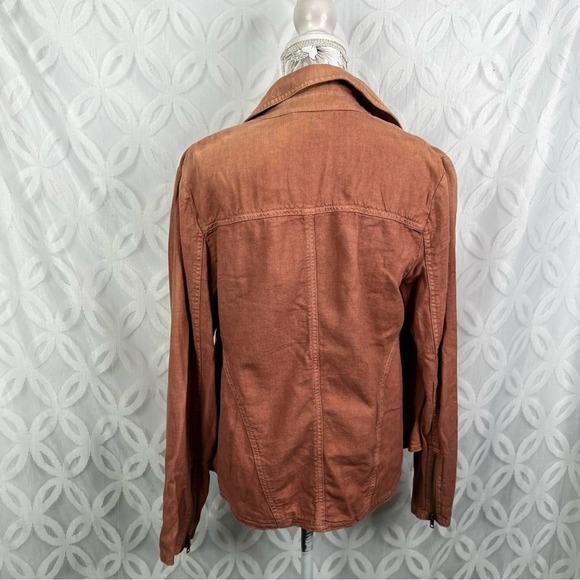 Free People Moto Linen Blend Jacket in Rosewood - Picture 7 of 9